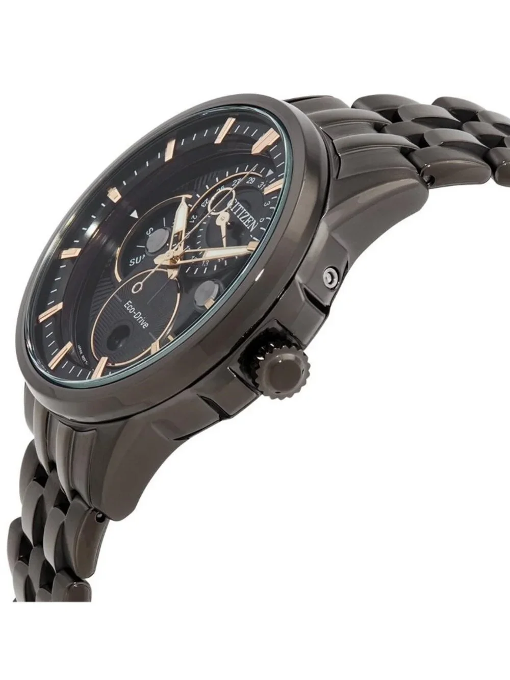 NWT Citizen Calendrier Multifunction Black Dial Black-plated Men's Watch